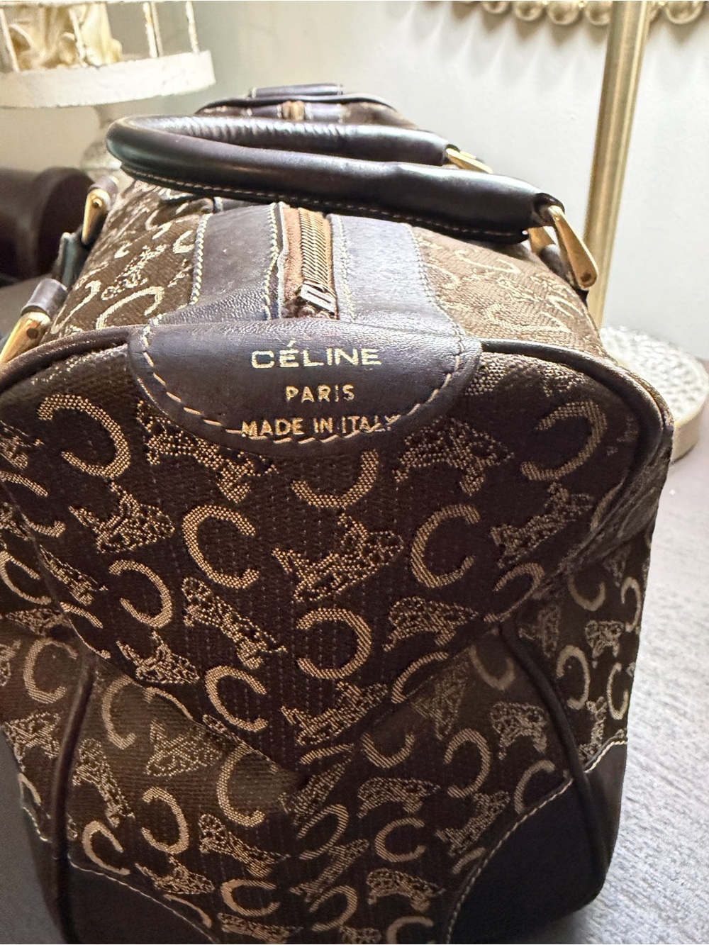 Celine Brown Monogram Canvas Top-Handle Duffel - Picture 4 of 9